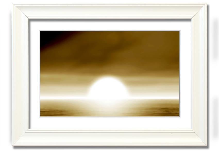 Abstract Sun Beige framed print showcasing warm beige tones in an elegant design, ready to hang.