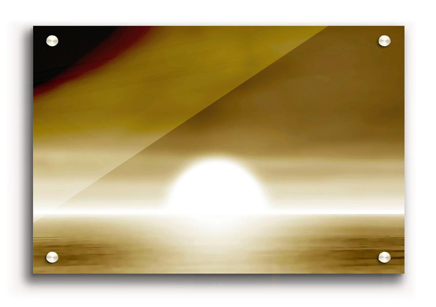 Abstact Sun Beige acrylic print showcasing vibrant abstract design on 5mm thick acrylic glass, ready to hang.