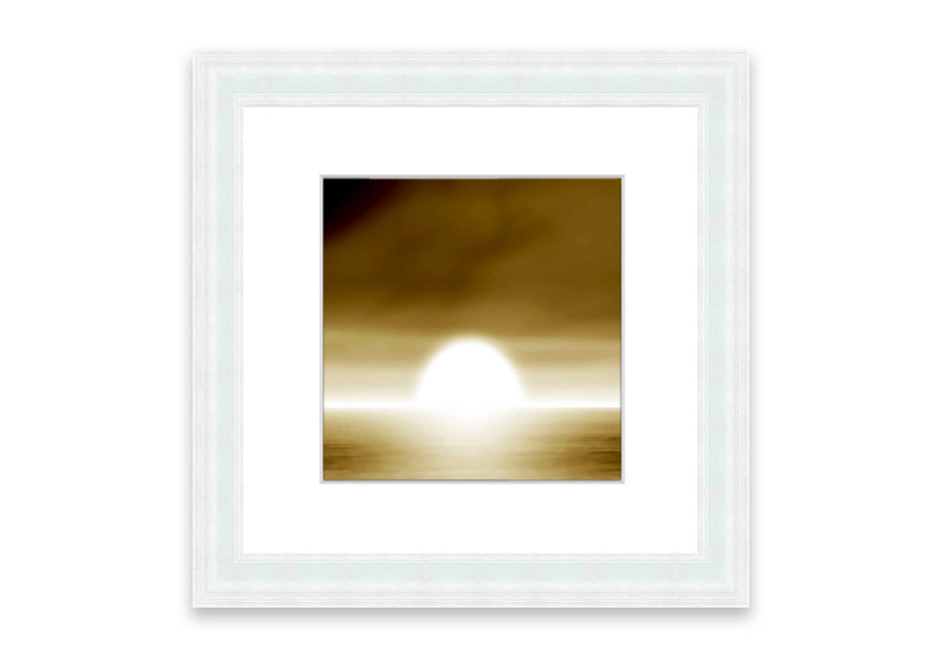 Abstract Sun Beige framed print with warm tones, handmade in the UK, ready to hang.