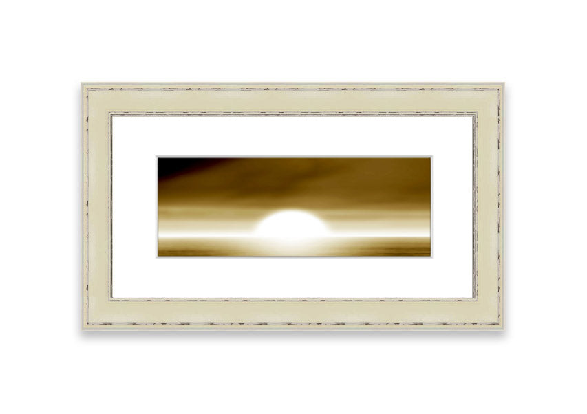 Abstract Sun Beige framed print with warm tones, handmade in the UK, ready to hang.