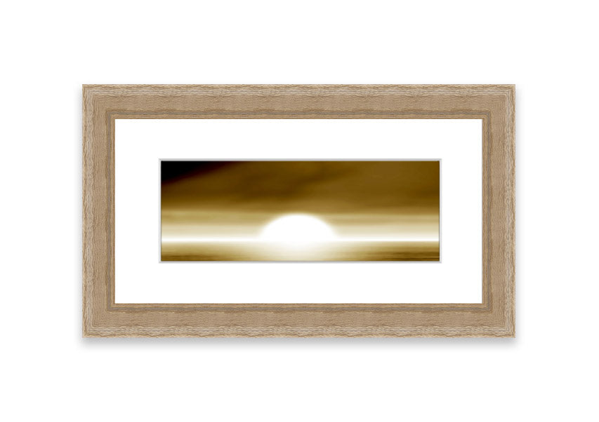 Abstract Sun Beige framed print with warm tones, handmade in the UK, ready to hang.