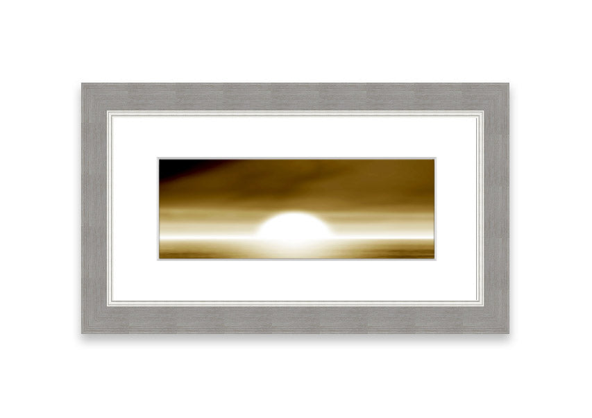 Abstract Sun Beige framed print with warm tones, handmade in the UK, ready to hang.