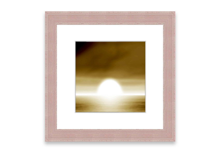 Abstract Sun Beige framed print with warm tones, handmade in the UK, ready to hang.