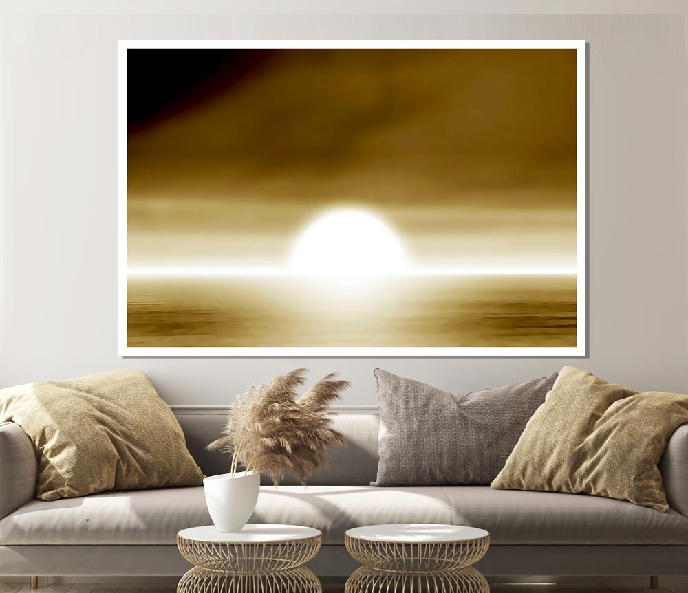 Abstract Sun Beige canvas poster featuring warm beige tones and an elegant design, ready for display or framing.