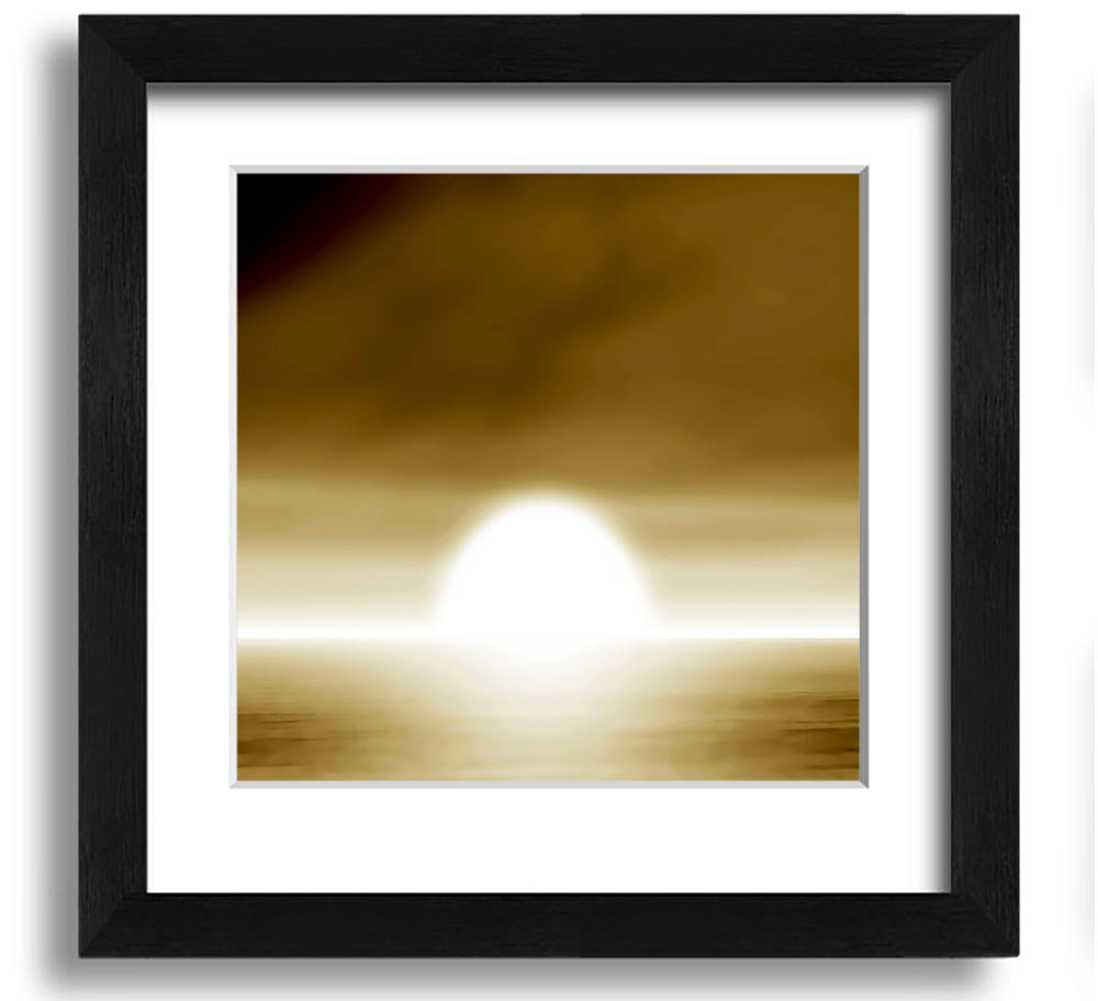 Abstract Sun Beige Square Framed Print with a soft beige design, available in various frame colors, ready to hang.