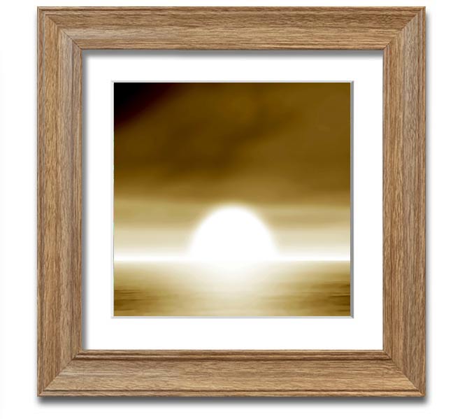 Abstract Sun Beige Square Framed Print with a soft beige design, available in various frame colors, ready to hang.