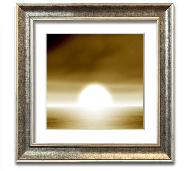 Abstract Sun Beige Square Framed Print with a soft beige design, available in various frame colors, ready to hang.