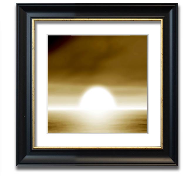 Abstract Sun Beige Square Framed Print with a soft beige design, available in various frame colors, ready to hang.