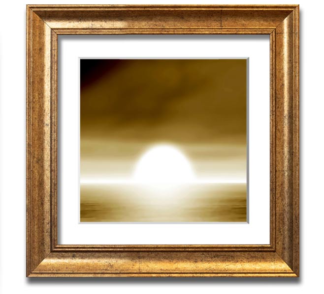 Abstract Sun Beige Square Framed Print with a soft beige design, available in various frame colors, ready to hang.