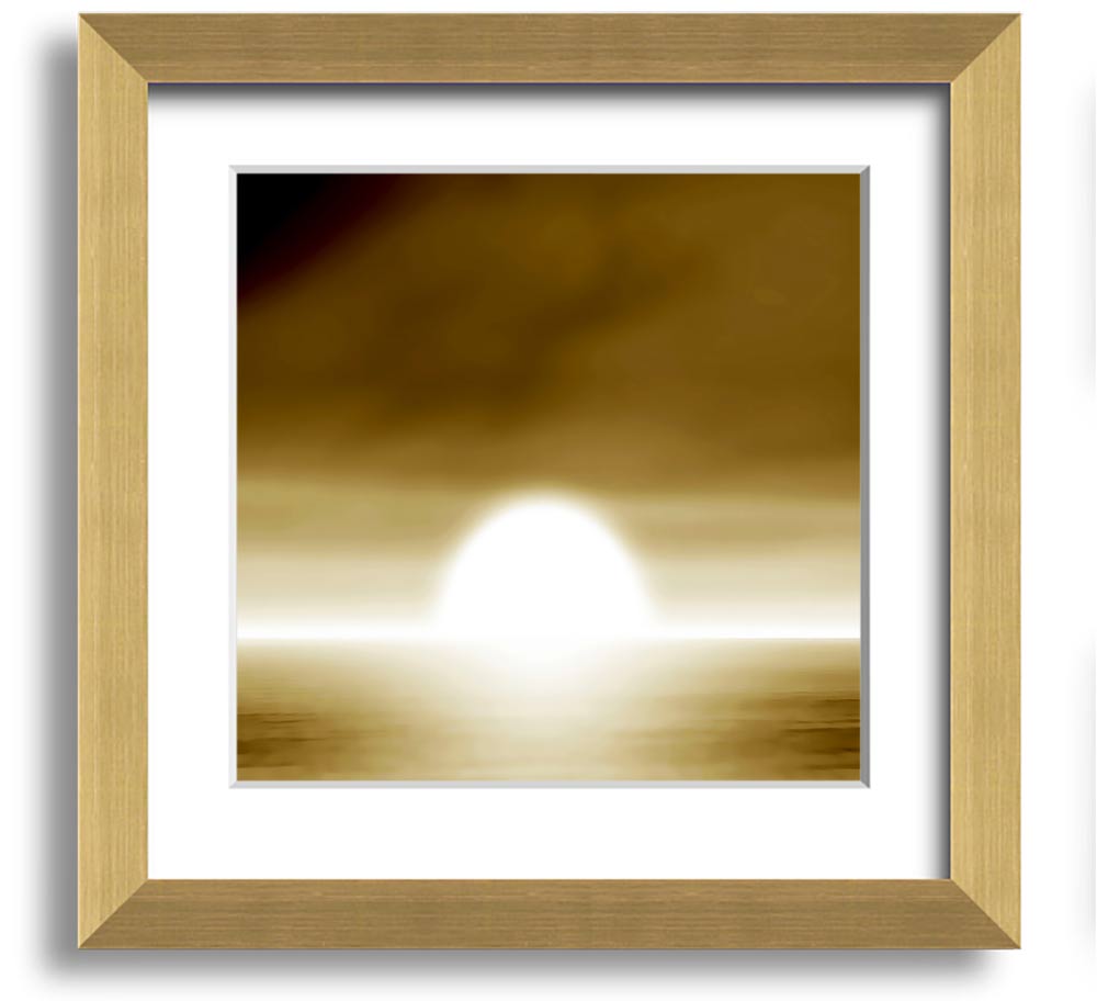 Abstract Sun Beige Square Framed Print with a soft beige design, available in various frame colors, ready to hang.