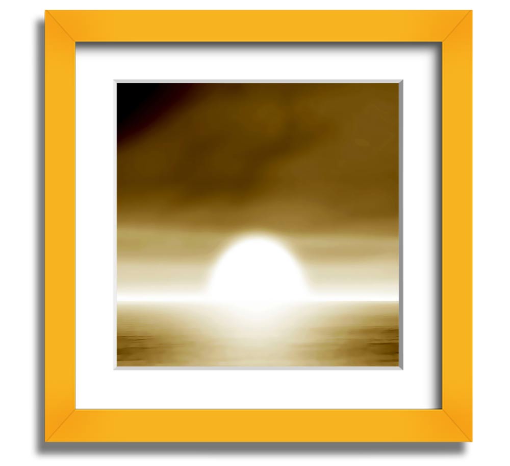 Abstract Sun Beige Square Framed Print with a soft beige design, available in various frame colors, ready to hang.