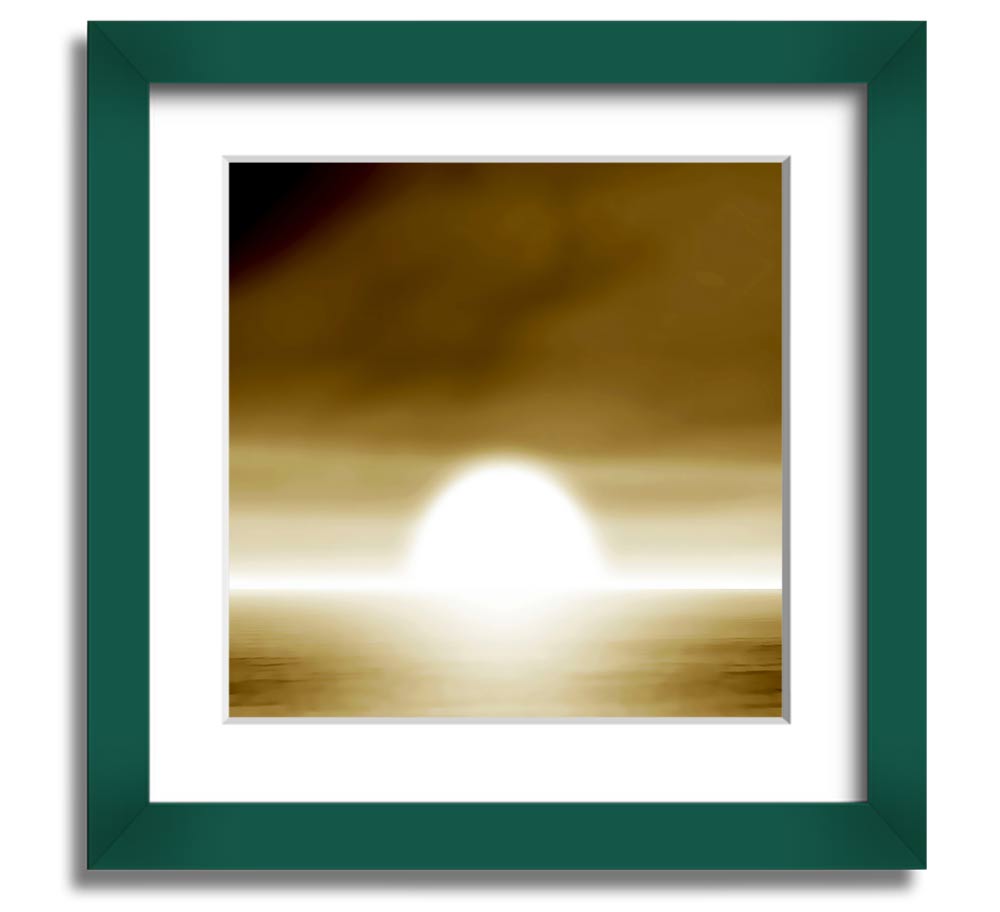 Abstract Sun Beige Square Framed Print with a soft beige design, available in various frame colors, ready to hang.