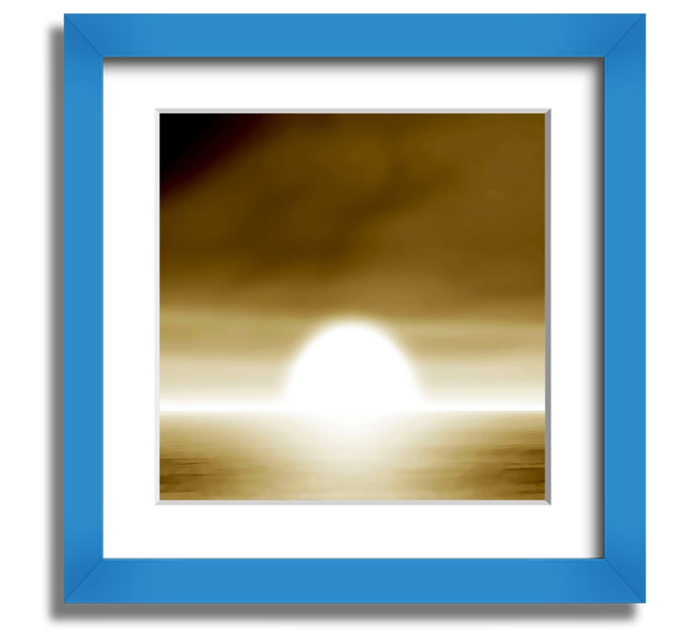 Abstract Sun Beige Square Framed Print with a soft beige design, available in various frame colors, ready to hang.