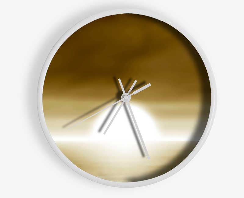 Abstract Sun Beige clock made from natural bamboo with a round face and clear Plexiglas lens, available in multiple colors.