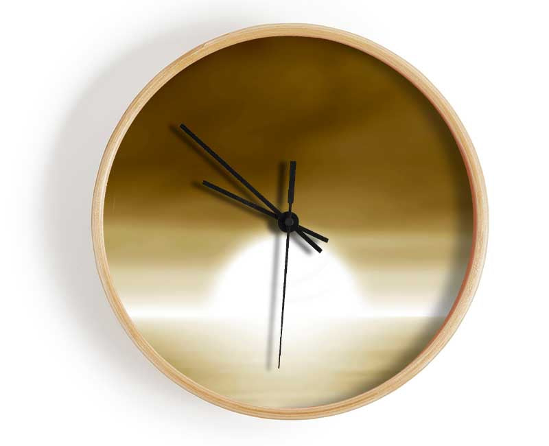 Abstract Sun Beige clock made from natural bamboo with a round face and clear Plexiglas lens, available in multiple colors.