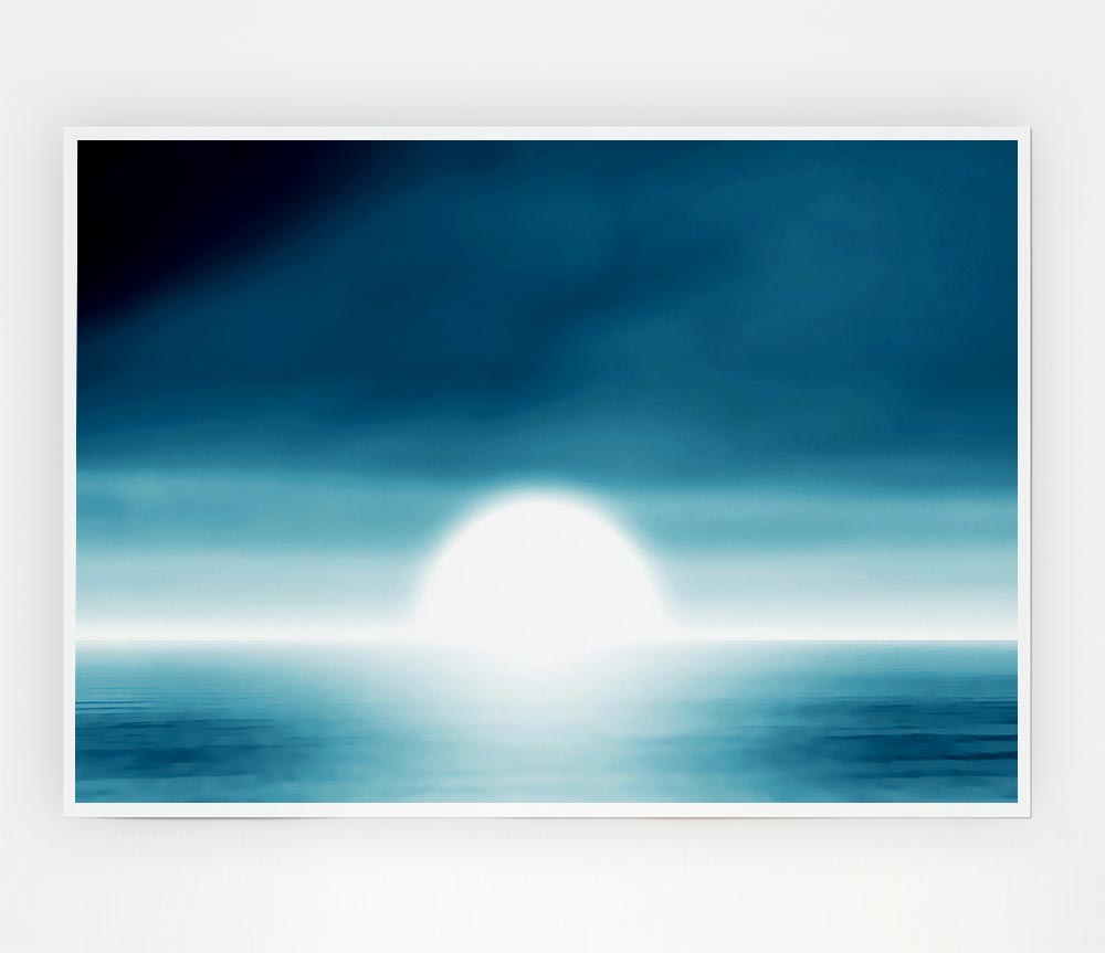 A vibrant abstract canvas poster featuring a blue sun design, perfect for home decor.