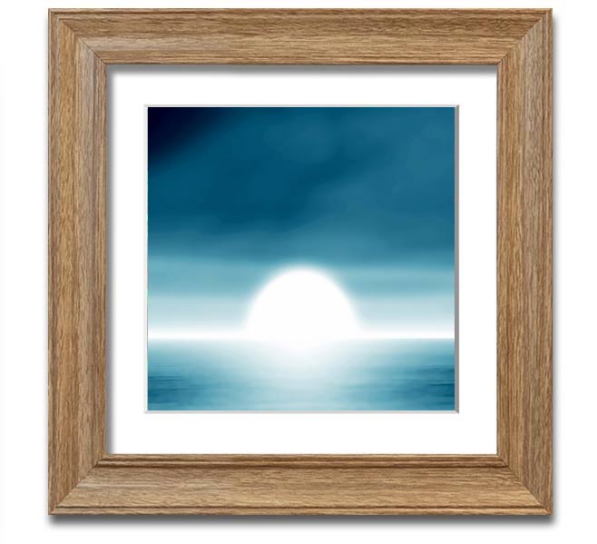 Abstact Sun Blue Square Framed Print showcasing vibrant blue hues in a modern design, framed elegantly for wall display.