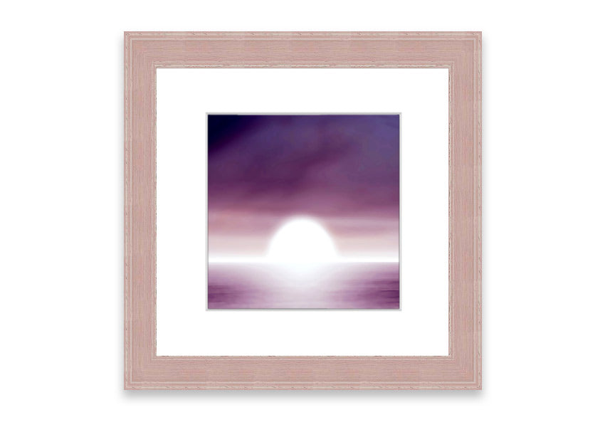 Abstract Sun Lilac framed print showcasing vibrant lilac hues and an elegant design, ready to hang.