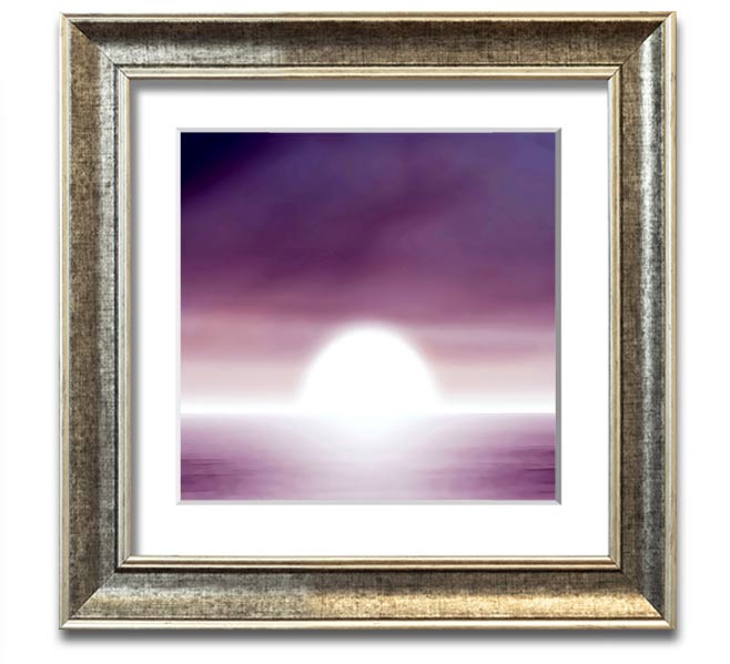 Abstract Sun Lilac Square Framed Print with vibrant lilac and sun colors, elegantly framed and ready to hang.