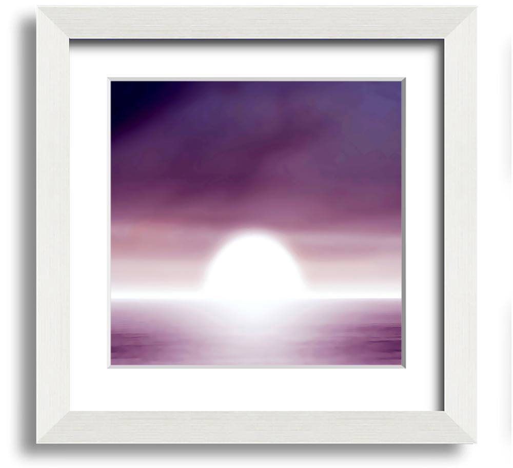 Abstract Sun Lilac Square Framed Print with vibrant lilac and sun colors, elegantly framed and ready to hang.