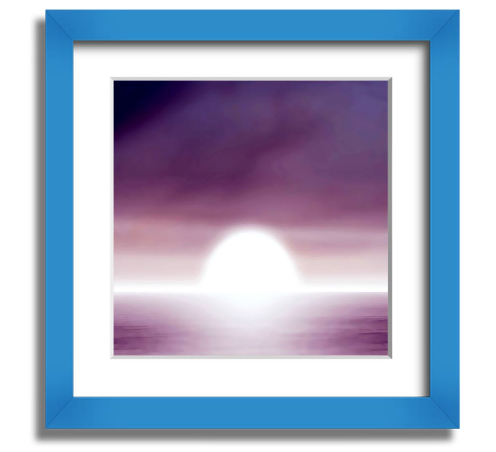 Abstract Sun Lilac Square Framed Print with vibrant lilac and sun colors, elegantly framed and ready to hang.