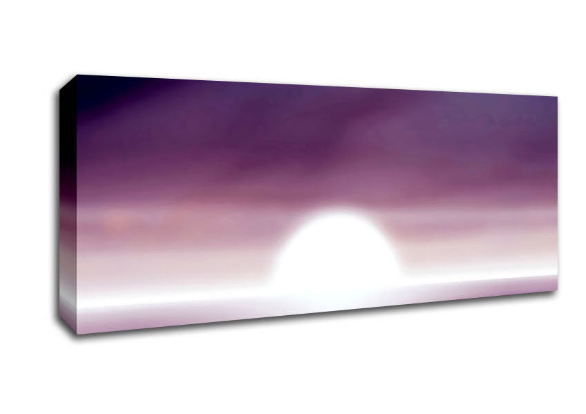 Abstract Sun Lilac canvas art mounted on a 44mm box frame, showcasing vibrant lilac and sun-inspired colors.