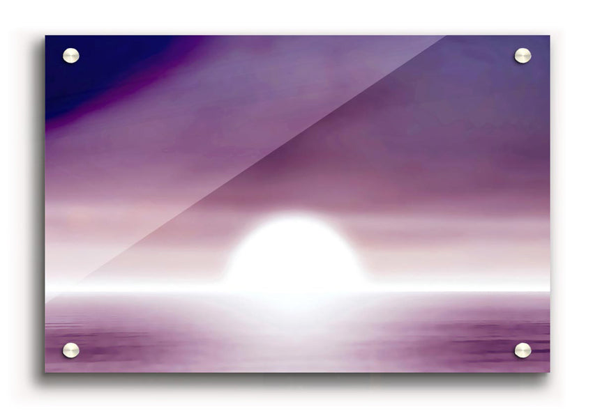 Abstract Sun Lilac acrylic print on 5mm thick glass, showcasing vibrant lilac and sun colors.