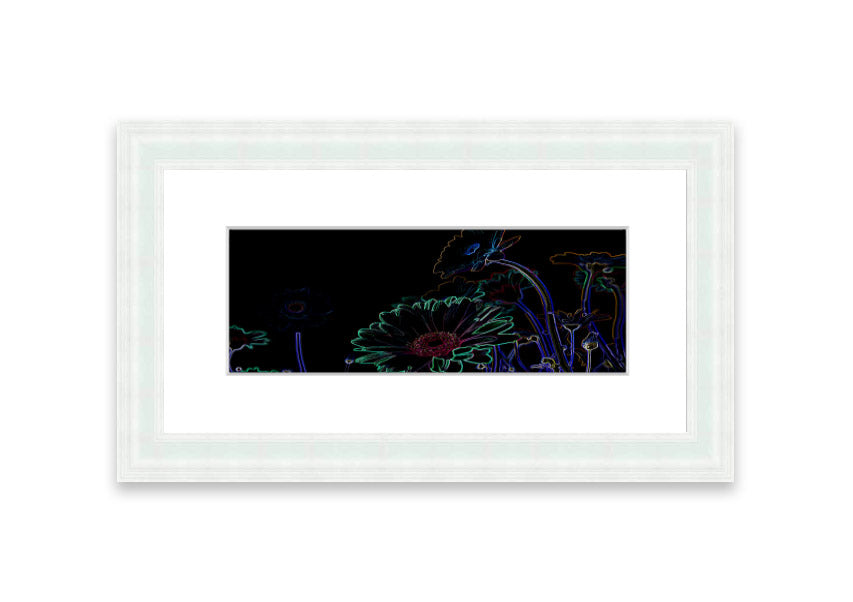 Vibrant Abstarct Neon Floral 04 framed print with colorful floral design, ready to hang.