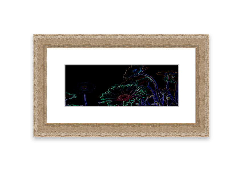 Vibrant Abstarct Neon Floral 04 framed print with colorful floral design, ready to hang.