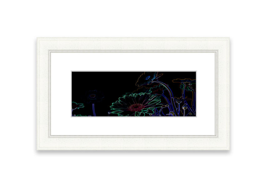 Vibrant Abstarct Neon Floral 04 framed print with colorful floral design, ready to hang.