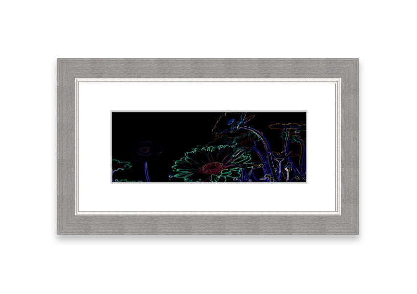 Vibrant Abstarct Neon Floral 04 framed print with colorful floral design, ready to hang.