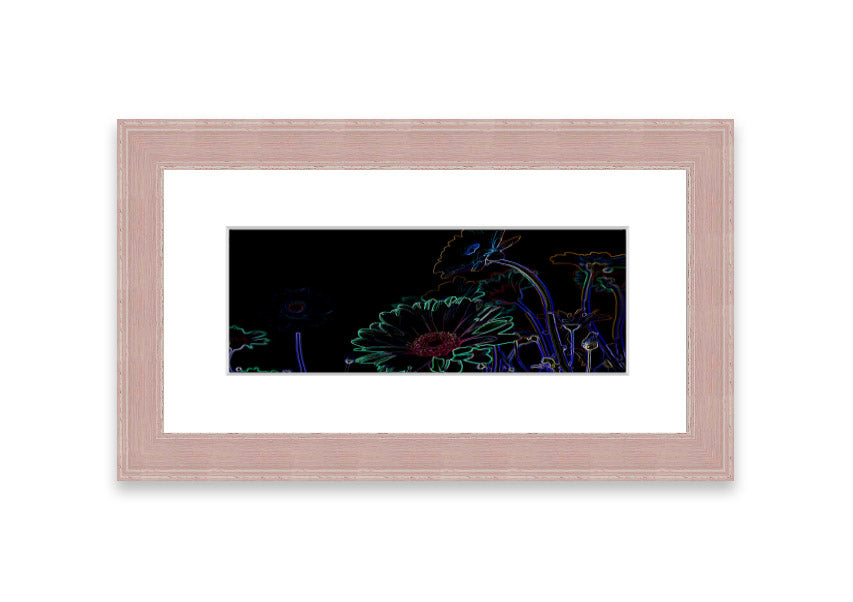 Vibrant Abstarct Neon Floral 04 framed print with colorful floral design, ready to hang.