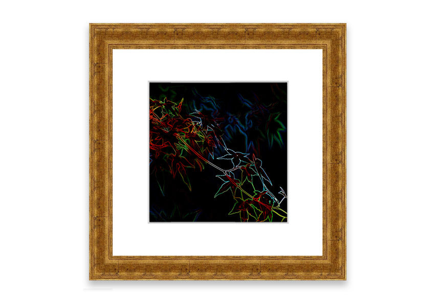 Vibrant Abstarct Neon Floral 08 framed print showcasing colorful floral designs in a modern style.