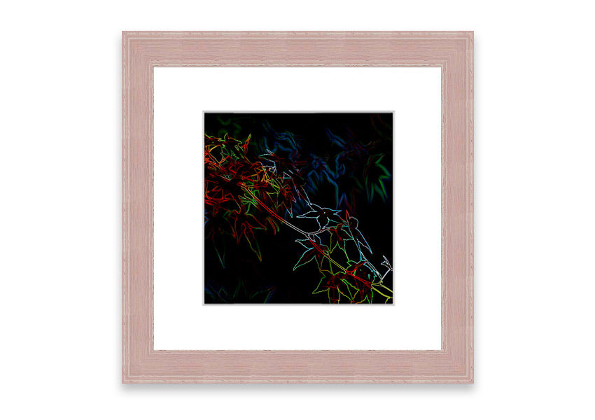 Vibrant Abstarct Neon Floral 08 framed print showcasing colorful floral designs in a modern style.