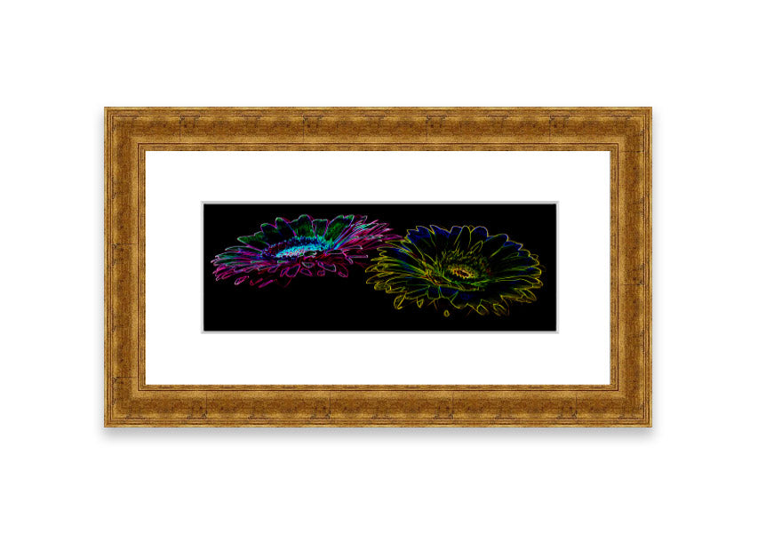 Vibrant Abstarct Neon Floral 12 framed print with colorful floral design, ready to hang.