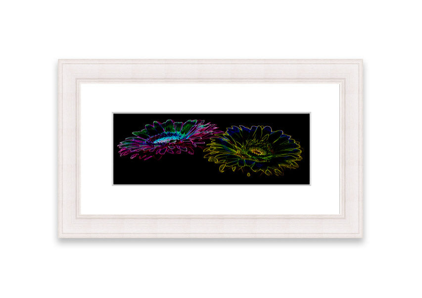 Vibrant Abstarct Neon Floral 12 framed print with colorful floral design, ready to hang.