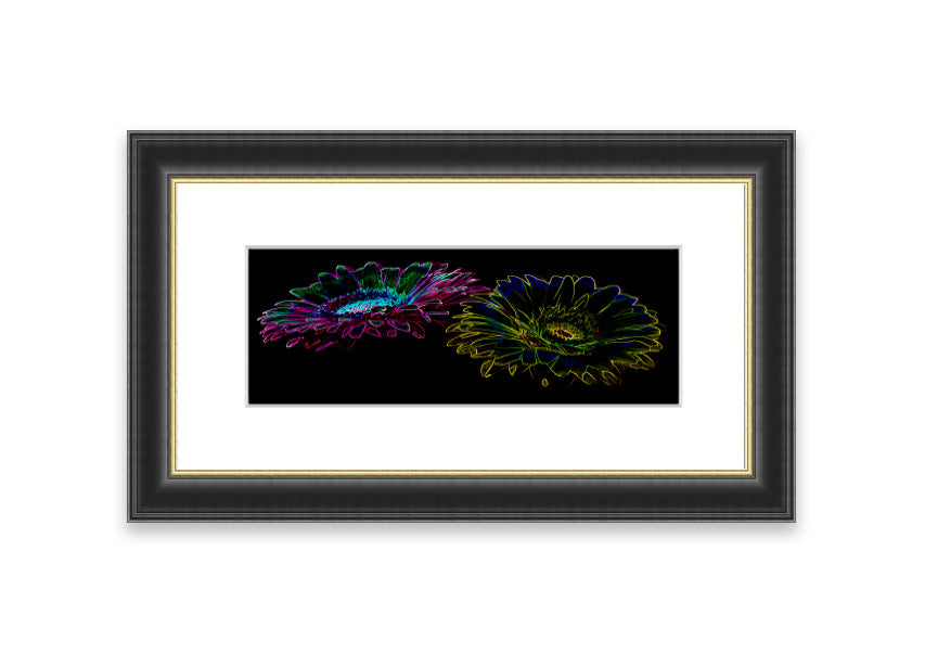 Vibrant Abstarct Neon Floral 12 framed print with colorful floral design, ready to hang.