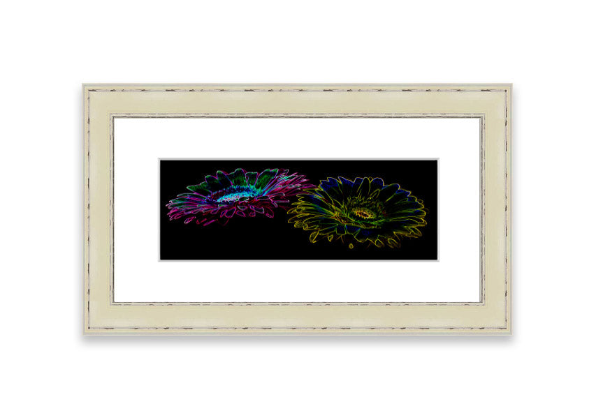 Vibrant Abstarct Neon Floral 12 framed print with colorful floral design, ready to hang.