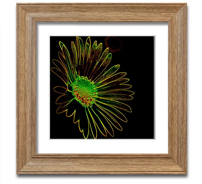 Abstarct Neon Floral 13 square framed print featuring vibrant neon colors and floral design, ready to hang.