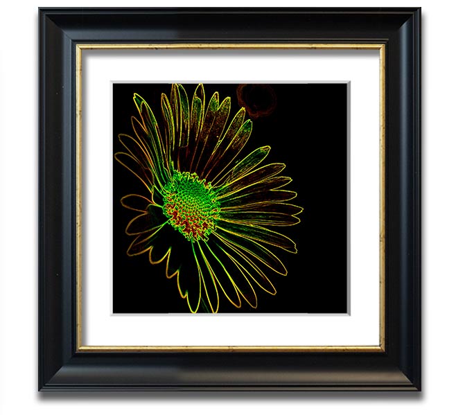 Abstarct Neon Floral 13 square framed print featuring vibrant neon colors and floral design, ready to hang.