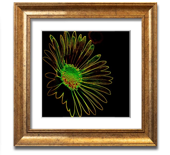 Abstarct Neon Floral 13 square framed print featuring vibrant neon colors and floral design, ready to hang.