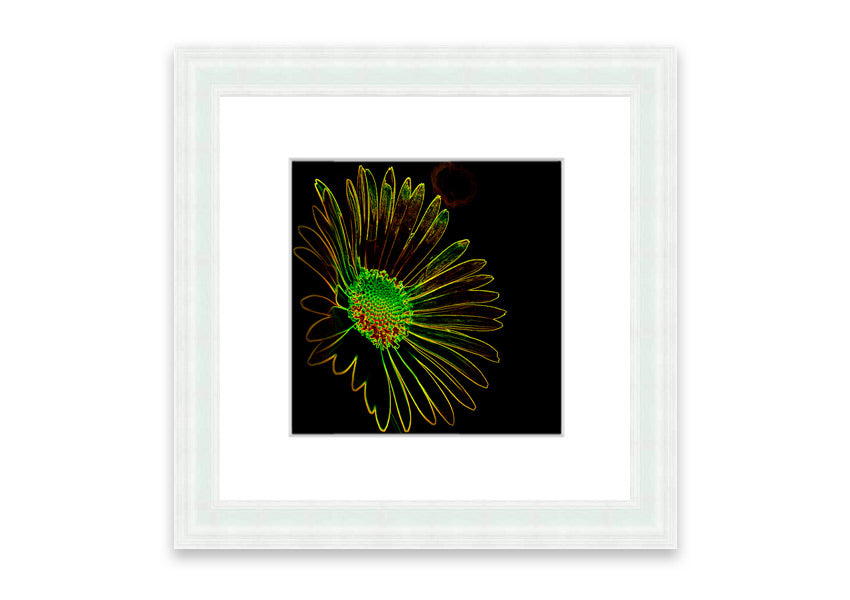 Vibrant Abstarct Neon Floral 13 framed print showcasing colorful floral patterns in neon hues, ready to hang.