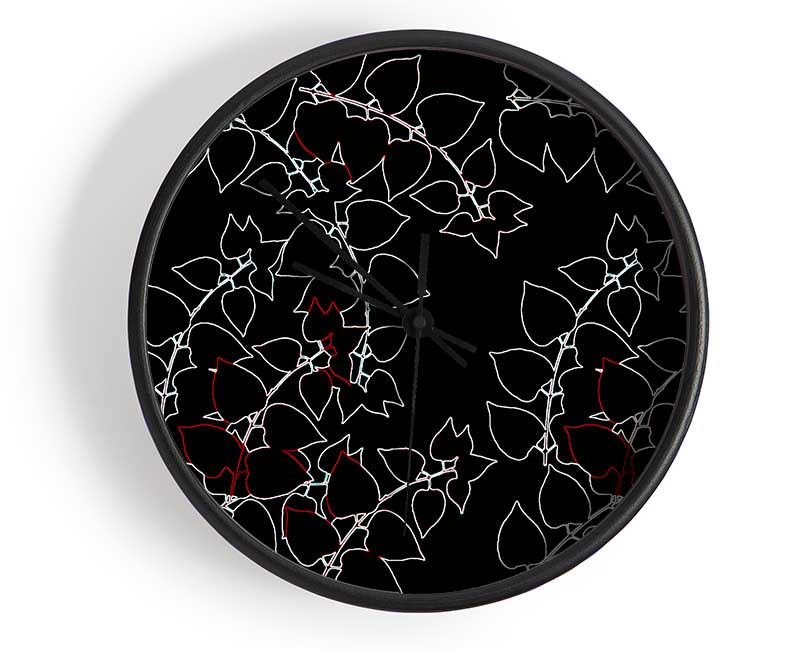 Abstract Neon Floral clock made from natural bamboo with vibrant floral design and clear Plexiglas lens.