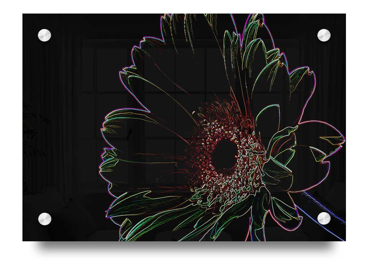 Vibrant Abstarct Neon Floral 16 acrylic print showcasing colorful floral designs on a sleek 5mm thick acrylic glass.