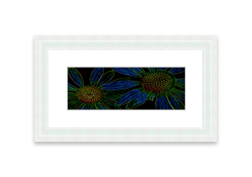 Vibrant Abstarct Neon Floral 18 framed print with colorful floral design, ready to hang.