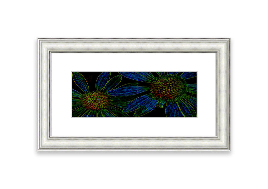 Vibrant Abstarct Neon Floral 18 framed print with colorful floral design, ready to hang.