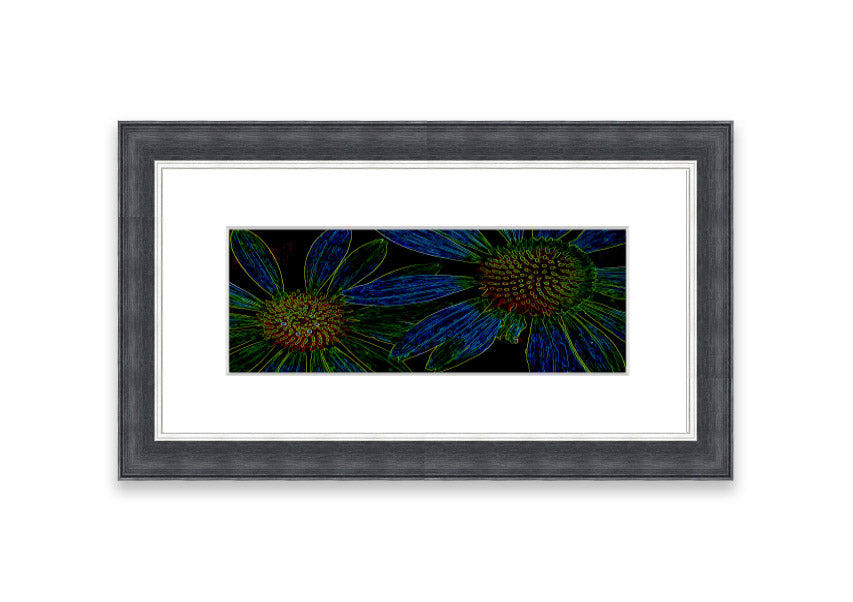 Vibrant Abstarct Neon Floral 18 framed print with colorful floral design, ready to hang.