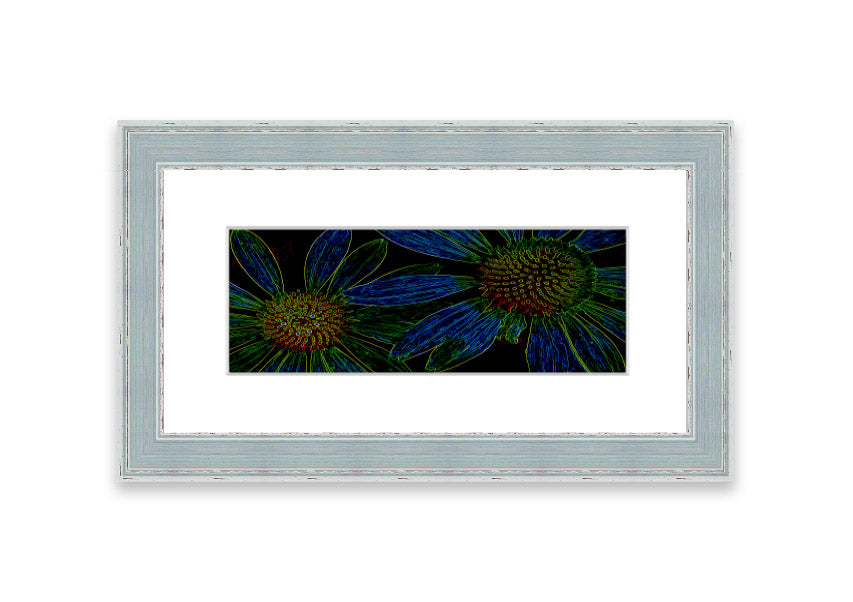 Vibrant Abstarct Neon Floral 18 framed print with colorful floral design, ready to hang.