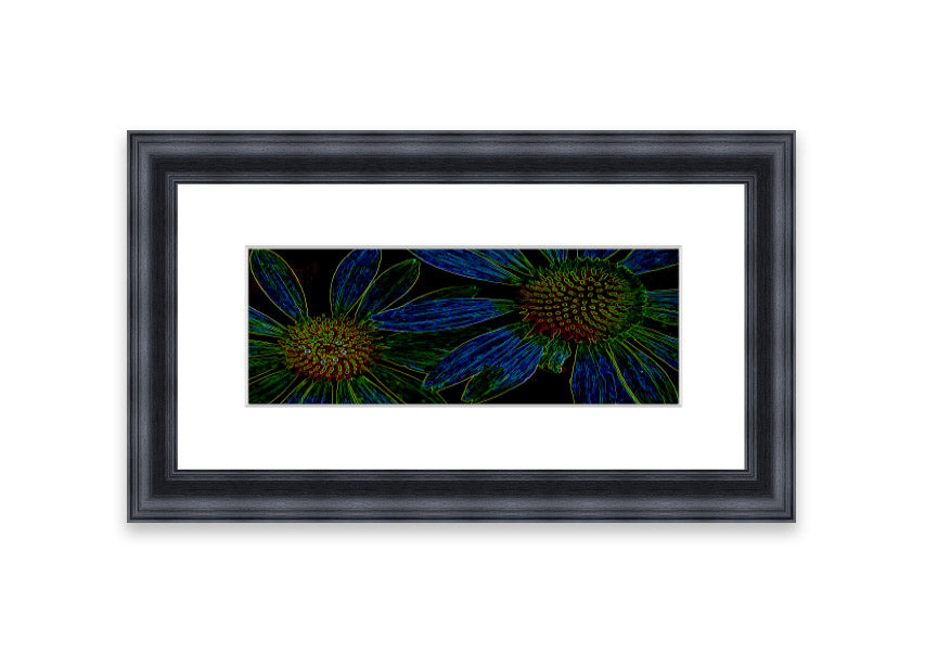 Vibrant Abstarct Neon Floral 18 framed print with colorful floral design, ready to hang.