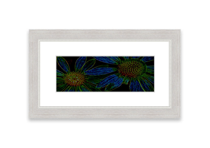 Vibrant Abstarct Neon Floral 18 framed print with colorful floral design, ready to hang.